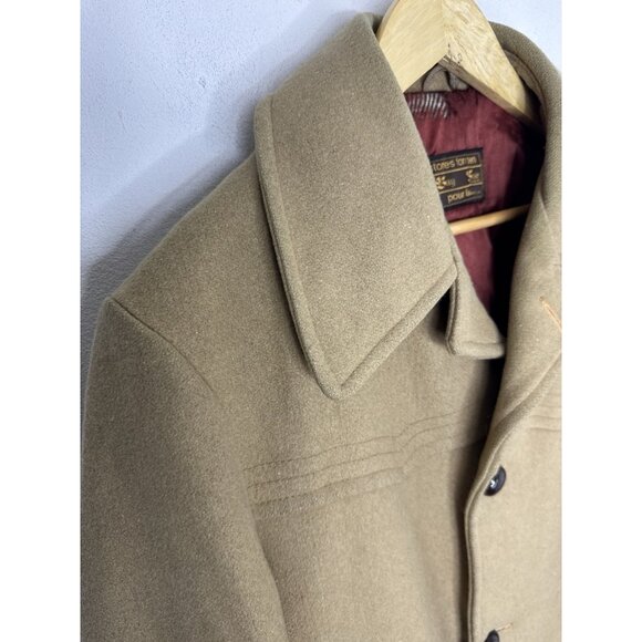 Vintage HBC The Bay 70s Wool Car Coat 42 Camel Western Yoke Made in Canada - Picture 4 of 10